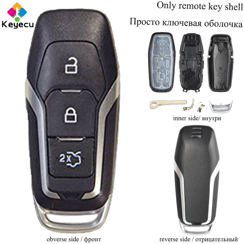 

KEYECU Smart Prox Remote Car Key Shell Case - 3 Buttons - FOB for Fusion Explorer Edge Mustang 2017 2018 FCC ID: M3N-A2C31243300