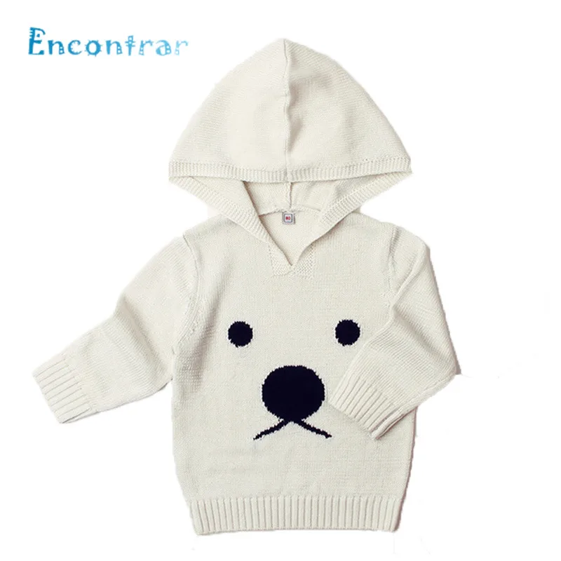 Encontrar Baby Bear Face Design Knitted Cardigan Boys and Girls Winter Cute Clothes Kids Hooded Long Sleeve Sweater 6M-24M,DC505
