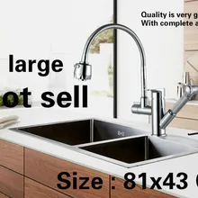 Горячая роскошь на продажу vogue большая кухонная ручная раковина двойной паз 304 нержавеющая сталь 810x430 мм