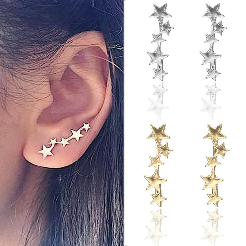 Silver Valentines Gift 1Pair Fashion Jewelry Seaside Stud Earrings Beautiful Hot Sale Party Simple Women Teen Star Unique Golden