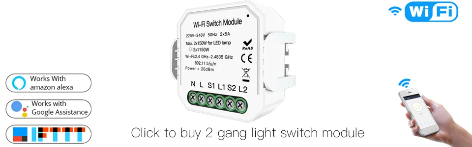 90 V-130 V Wifi дистанционный переключатель освещения Diy выключатель модуль приложение Smart Life/приложение Tuya дистанционного Управление, работает с Amazon Alexa Echo Google Home 2 Way