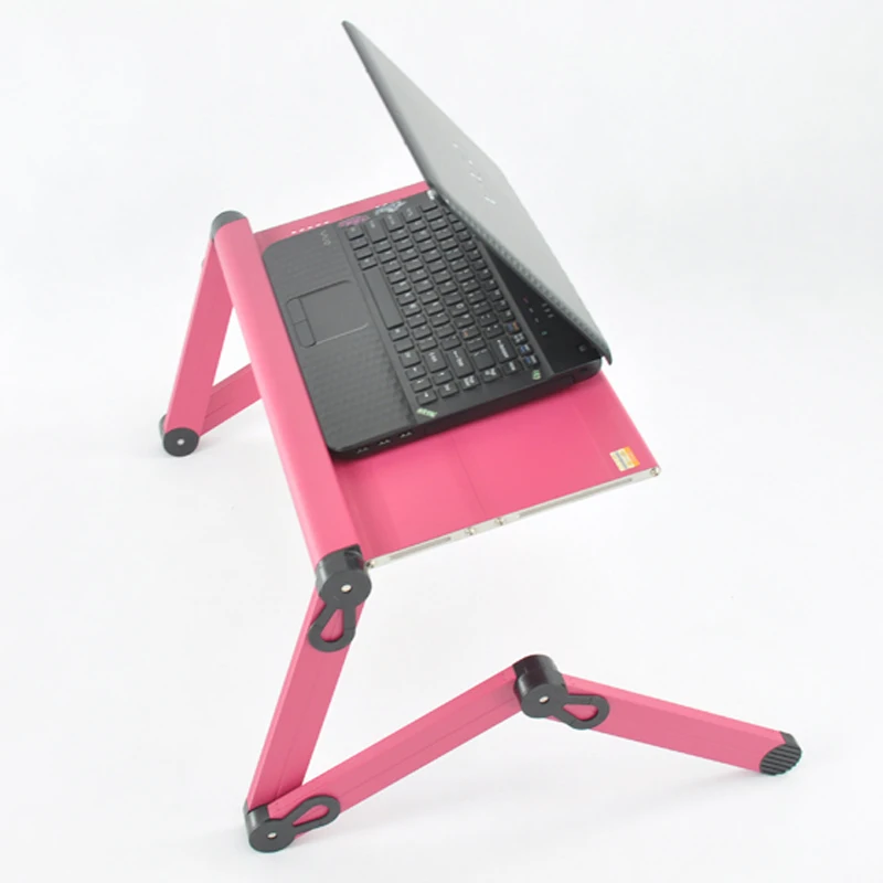 Portable and Foldable Metal Laptop Desk with Big Fan Pink Color 520mm