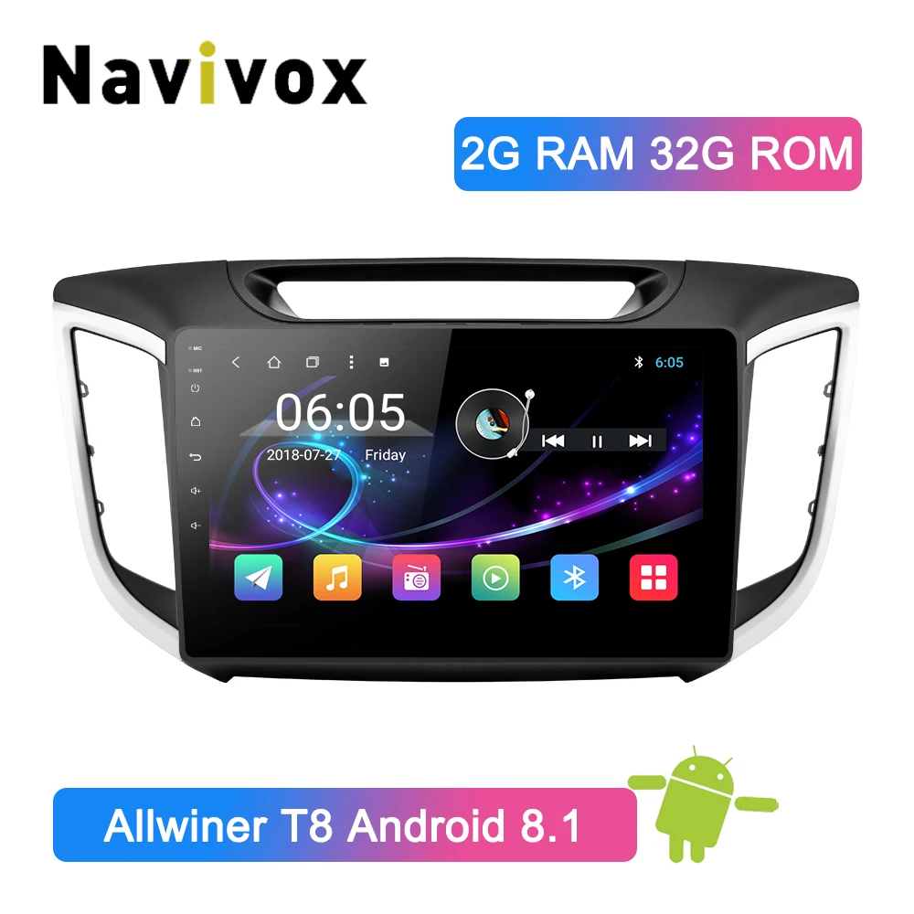 Navivox 10," 2 Din Автомобильный мультимедийный плеер gps радио Android 8.1.0 для hyundai IX25 CRETA с навигационной стерео аудио(Нет dvd