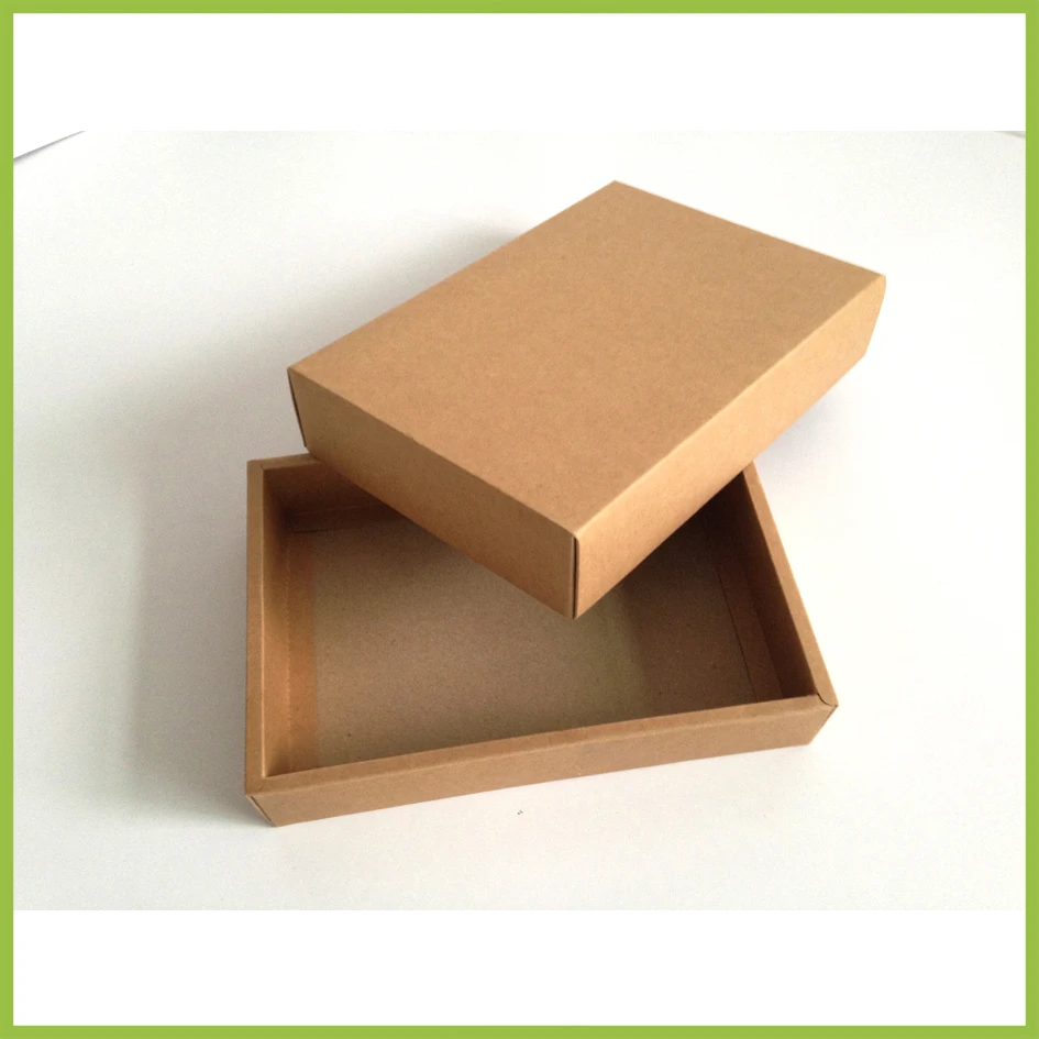 

Retail 10Pcs/Lot 23.3*15.2+3cm Craft Paper Cardboard Package Box With Lid Brown DIY Gift Card Postcard Kraft Paper Packing Boxes