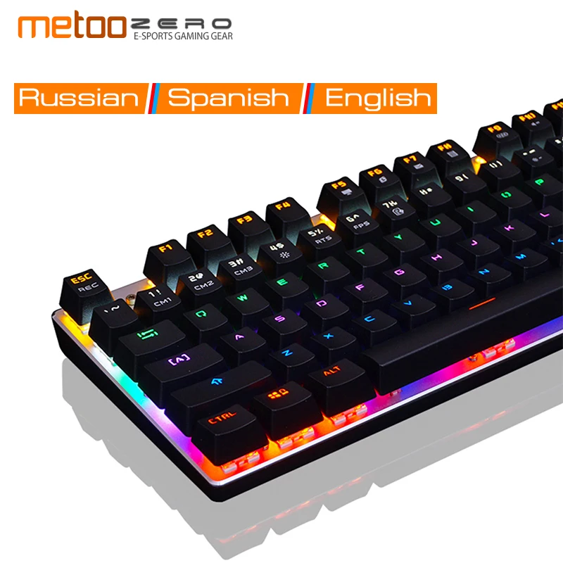 

NEW metoo Mechanical Keyboard 87/104 Keys Red Blue Switch Wired Gaming Keyboard LED Light Anti-Ghosting Russian English Keyboard