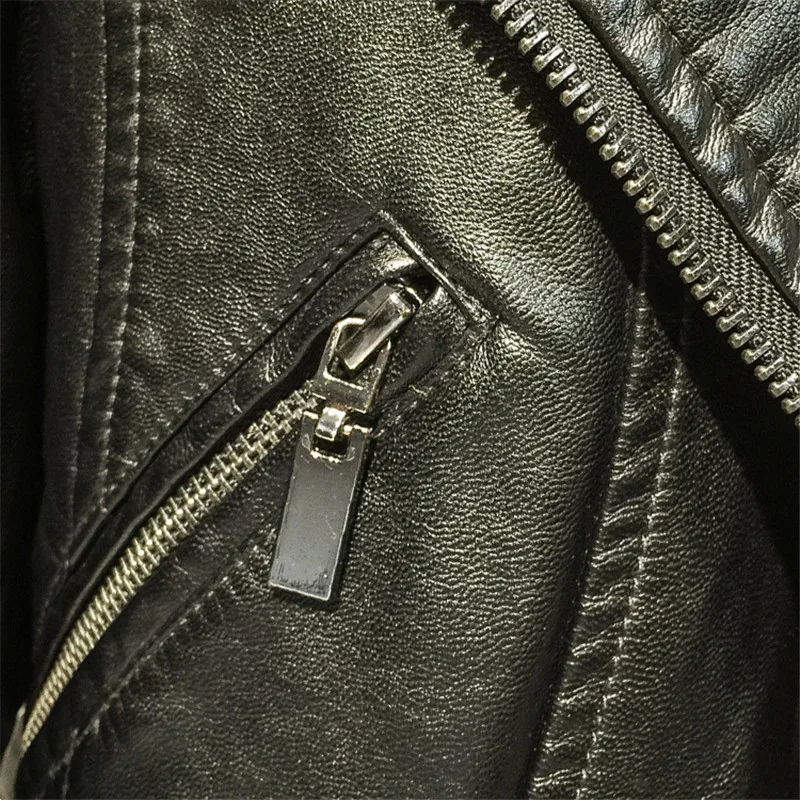 Ideal  Fashion Women Pu Leather Jacket Coat 2019 Autumn Black Slim Short Motorcycle Jackets Ladies Zipper 