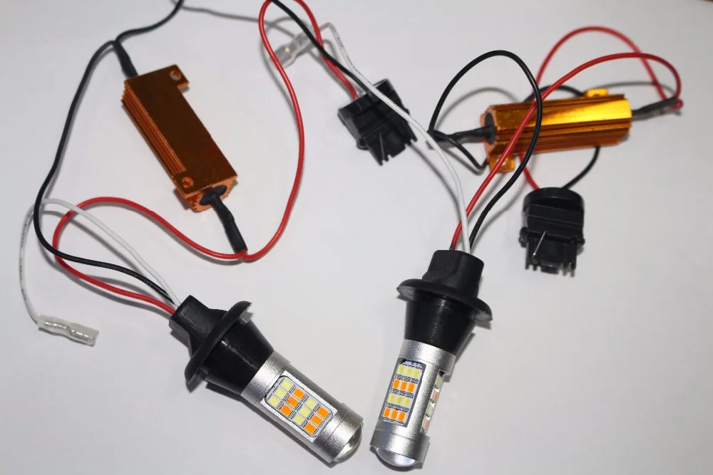 

2PCS T25 3156 / 1156 ba15s / T20 7443 Dual Color 42SMD White or ice bule +Amber canbus LED car Bulbs DRL with Turning Lights