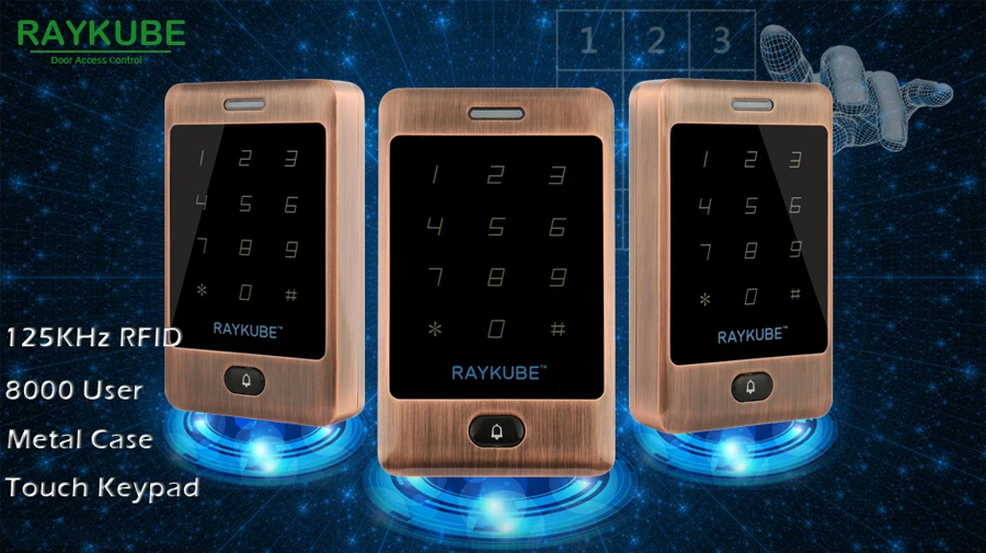 Raykube металла Управление доступом; клавиатуры с сенсорным RFID считыватель 10 шт. брелки для Система контроля доступа + Водонепроницаемый