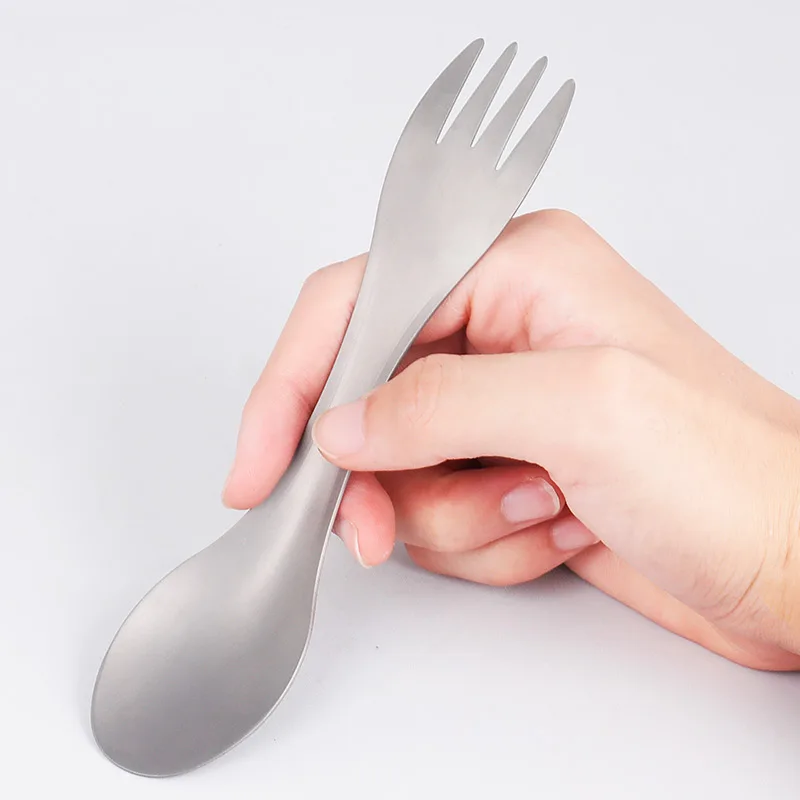 Deemount cuchara tenedor 2 en 1 ultraligero 18 gramos de aleación de titanio vajilla para el ciclismo al aire libre Camping Picnic Catering cena servicio