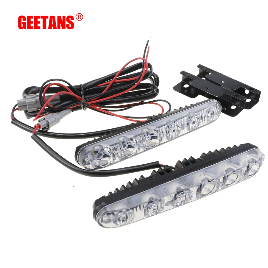 GEETANS 2 개 LED 12 볼트 6000 천개 자동차 주간 운전 실행 빛 높은 빔 / 낮은 빔 DRL 안개 램프 자동차 방수 흰색 빛 H
