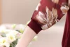 Spring Women Knit Hollow Lace Blouse Chiffon Floral Printed  Sleeve Tops Thin Blouse Shirt 5
