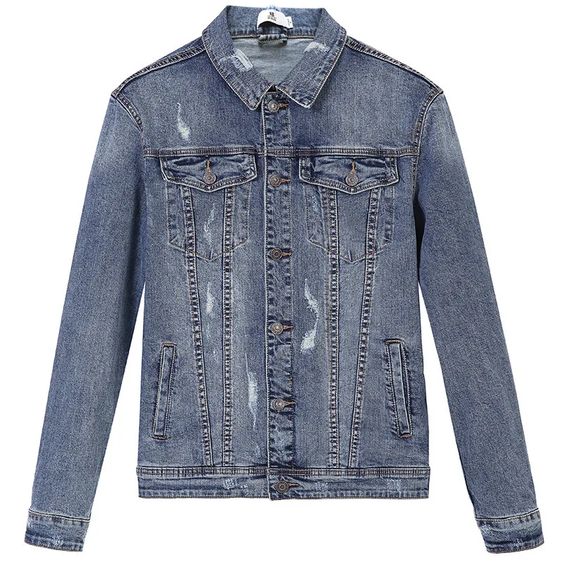 93 cotton jean jacket men denim jackets casual man turn down collar
