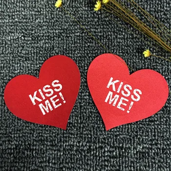 

'KISS ME' Sexy Self Adhesive Nipple Cover Heart Shape Bra Pasties Breast Invisible Tape Ladies Bra Accessories 2pcs/set
