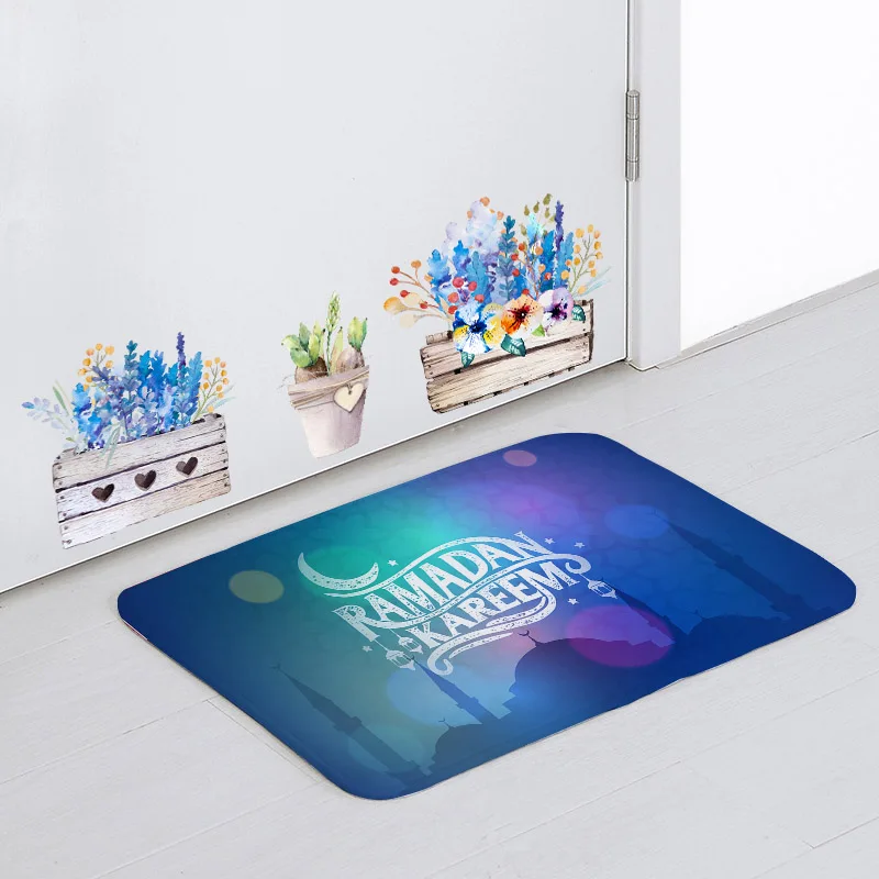 Роскошный синий фиолетовый, черный фон Рамадан коврик Фонари лунный замок Цвет линии декоративные коврик простые коврики