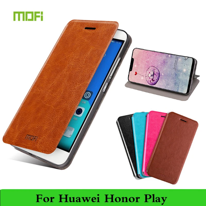 

Mofi New Arrival For Huawei Honor Play 6.3" Hight Quality Flip Leather Case For Huawei Honor Play Book Style Stand Cover