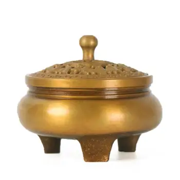 

Sandalwood Censer Chinese Buddha Incense Holder Brass Plated Gold Color Buddhist Home Decoration Incense Burner Censer Cone Coil