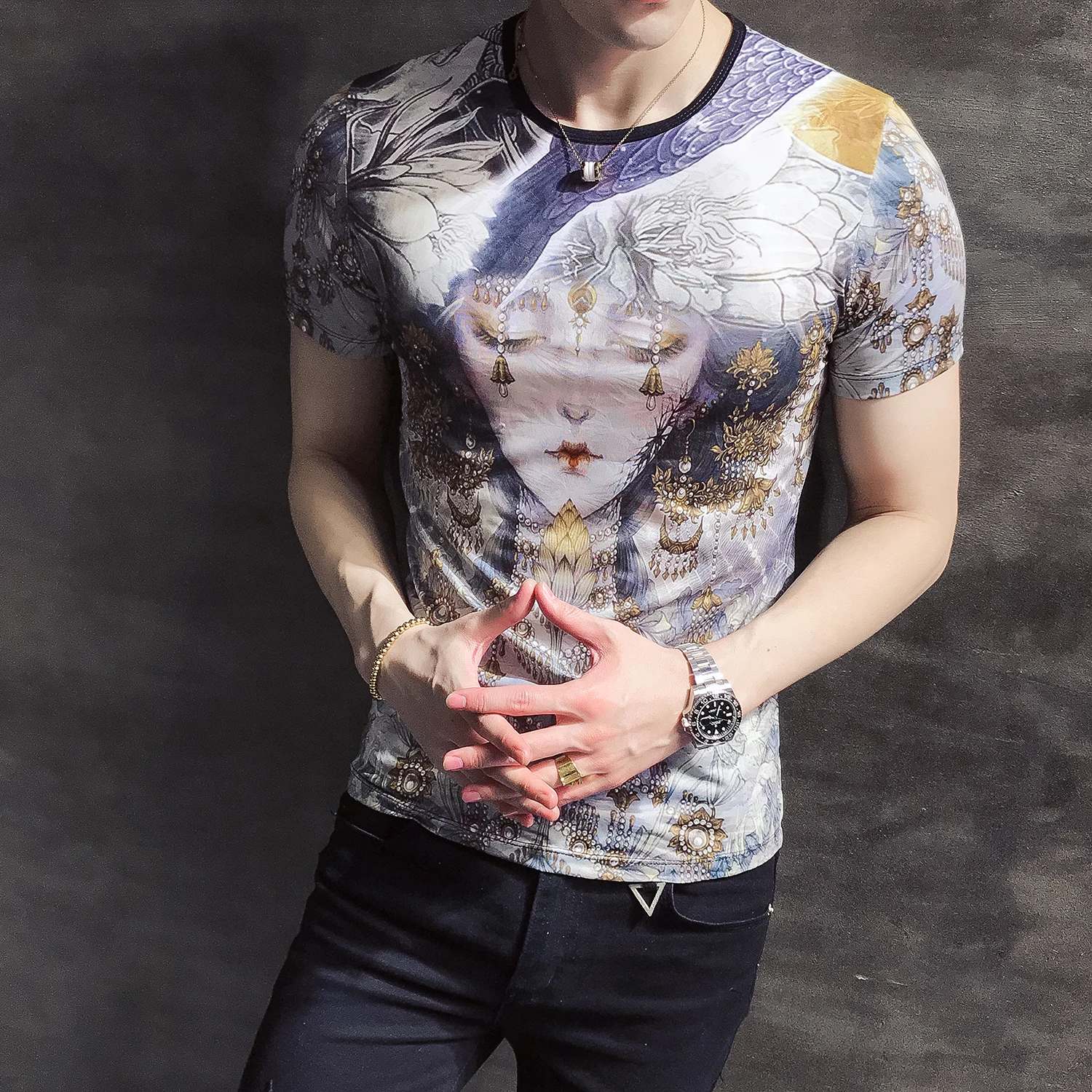 

T shirt men edition cultivate morality man printing web celebrity ice silk short man with short sleeves B333 T503 P38 lightning