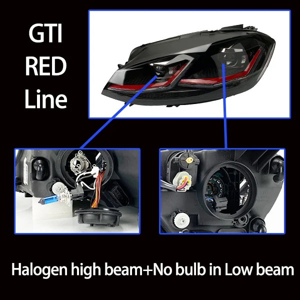 Автомобильный Стайлинг для Golf 7 фар 2013- Golf 7,5 дизайн светодиодный фонарь DRL динамический сигнал Hella 5 Биксеноновые линзы проектора Hid - Цвет: GTI No Xenon