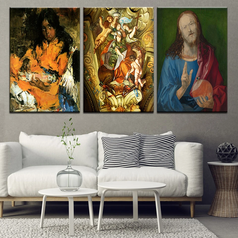 

Painting HD Printed Canvas Wall Art Home Decor 5 Panel God Father Of Christ Jesus Pictures Living Room Modular Framework Poster