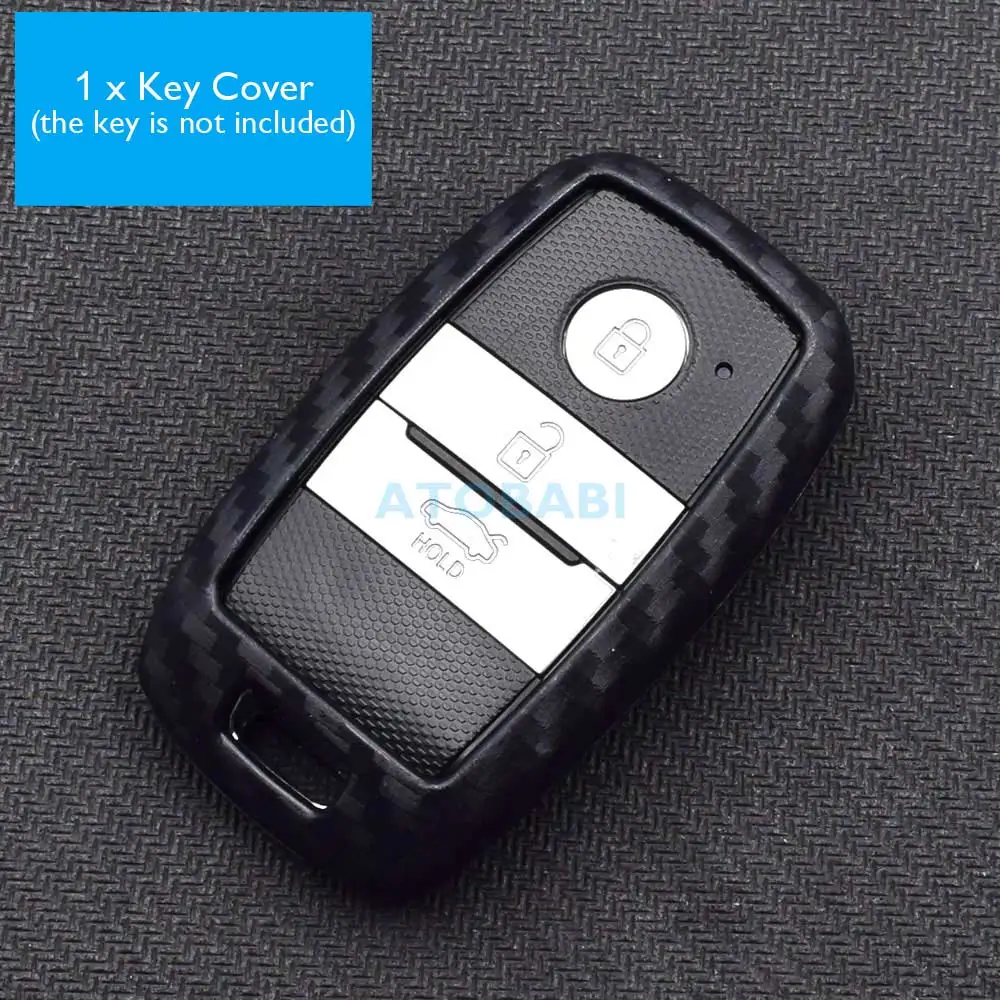 ATOBABI углеродное волокно шаблон Силиконовый чехол для ключей от машины брелок для Kia Forte Niro Optima Sedona Sorento Soul Sportage пульт дистанционного управления - Название цвета: 1 Cover
