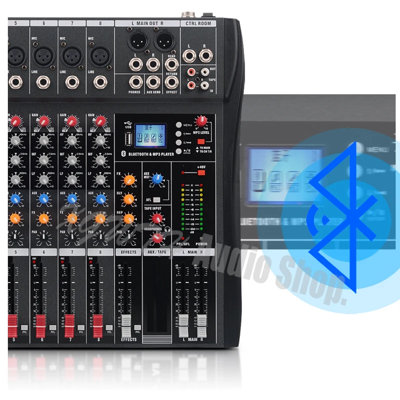 Professional 8 Channel Bluetooth Mixer USB Digital