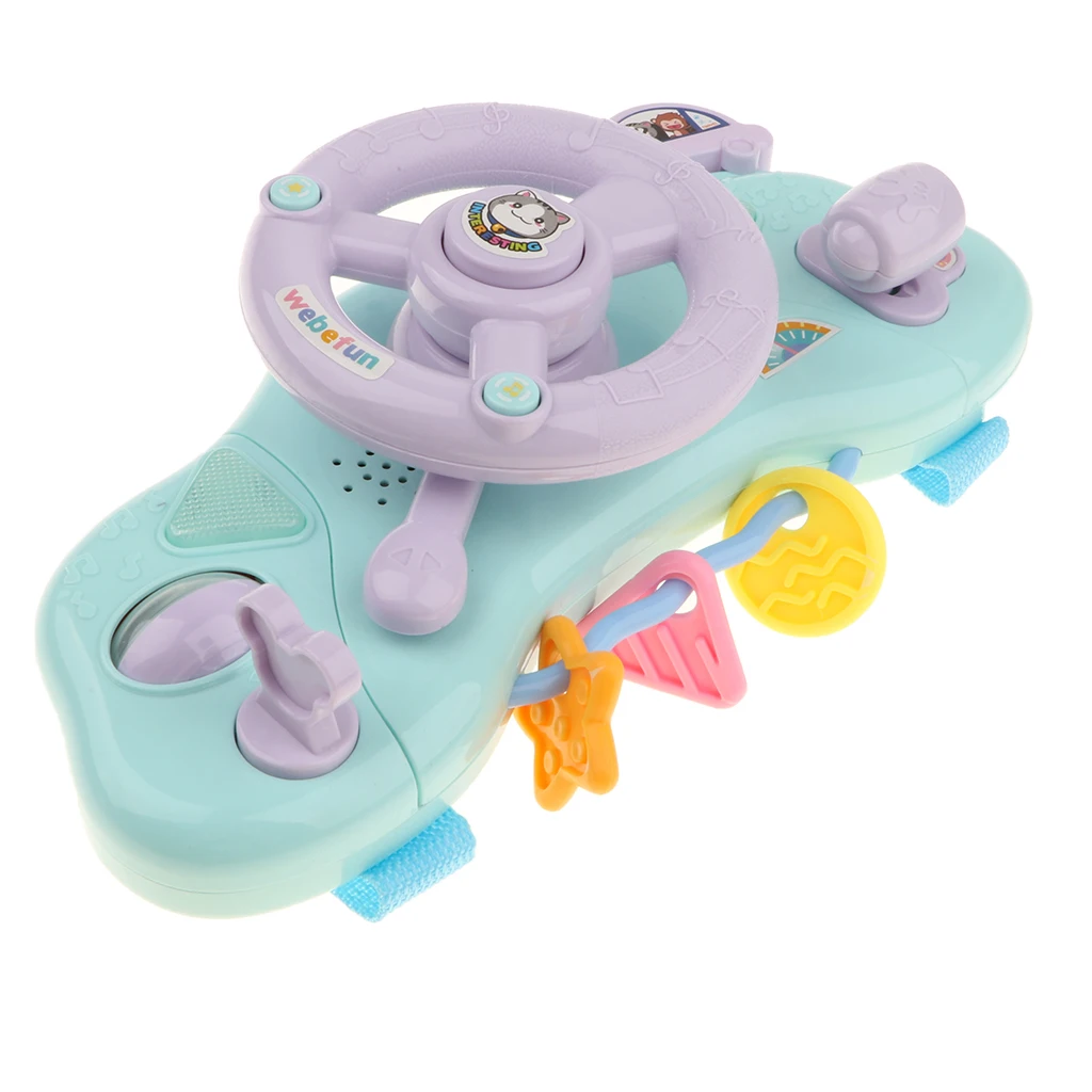 Kids Steering Wheel with Lights, Horn, Music and Sound Educational Toy Turn and Learn Driver Pretend Games For Crib Attachments