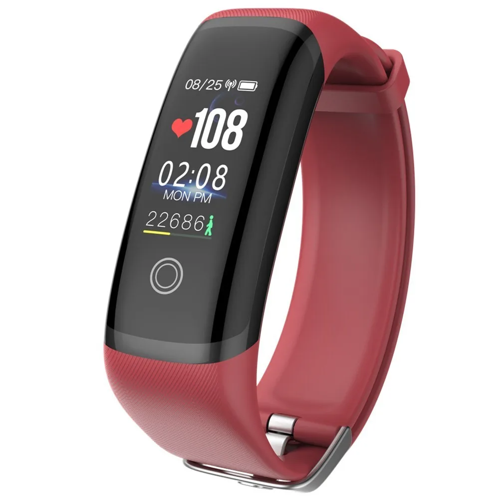 Фитнес-трекер, умные часы для мужчин и женщин, спортивный браслет, Femme, часы, измеритель артериального давления, браслет для бега, сердечного ритма, здоровья, браслет - Цвет: Black red