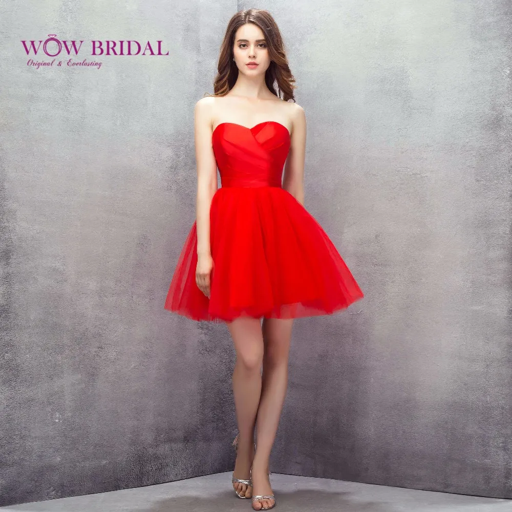 Wowbridal/красное короткое платье из тюли для выпускников, новинка года, выпускные платья высокого качества, пышное милое короткое платье