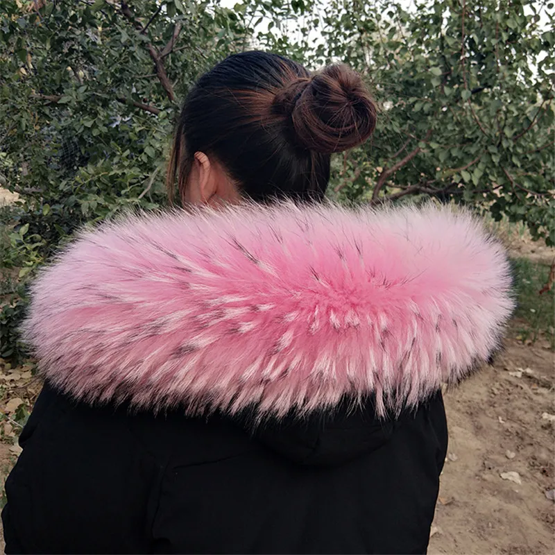 Winter Natural Raccoon Fur Collar Scarves Women Coat Warmer Hood Real Men Muffler Shawl Wraps |