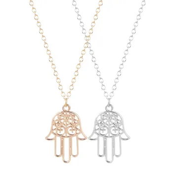 

QIAMNI New Luck 30pcs/lot Cute Hamsa Hand Pendant Necklace for Women and Girls Collares Minimalist Jewelry Gift