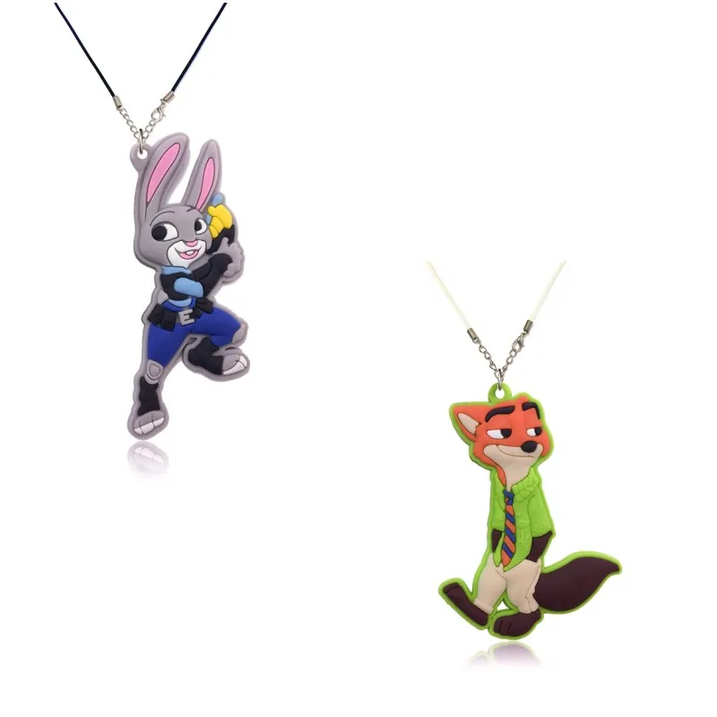 

Single sale 1pc Zootopia Cute Silicone Necklace PVC Pendants Fashion Jewelry Charms Chork Cartoon Decoration Smll Gift For KidsL