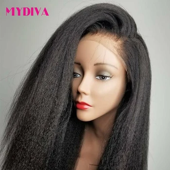 

360 Lace Front Human Hair Wigs Kinky Straight For Black Women Remy Brazilian Lace Wigs Plucked With Baby Hair Mydiva