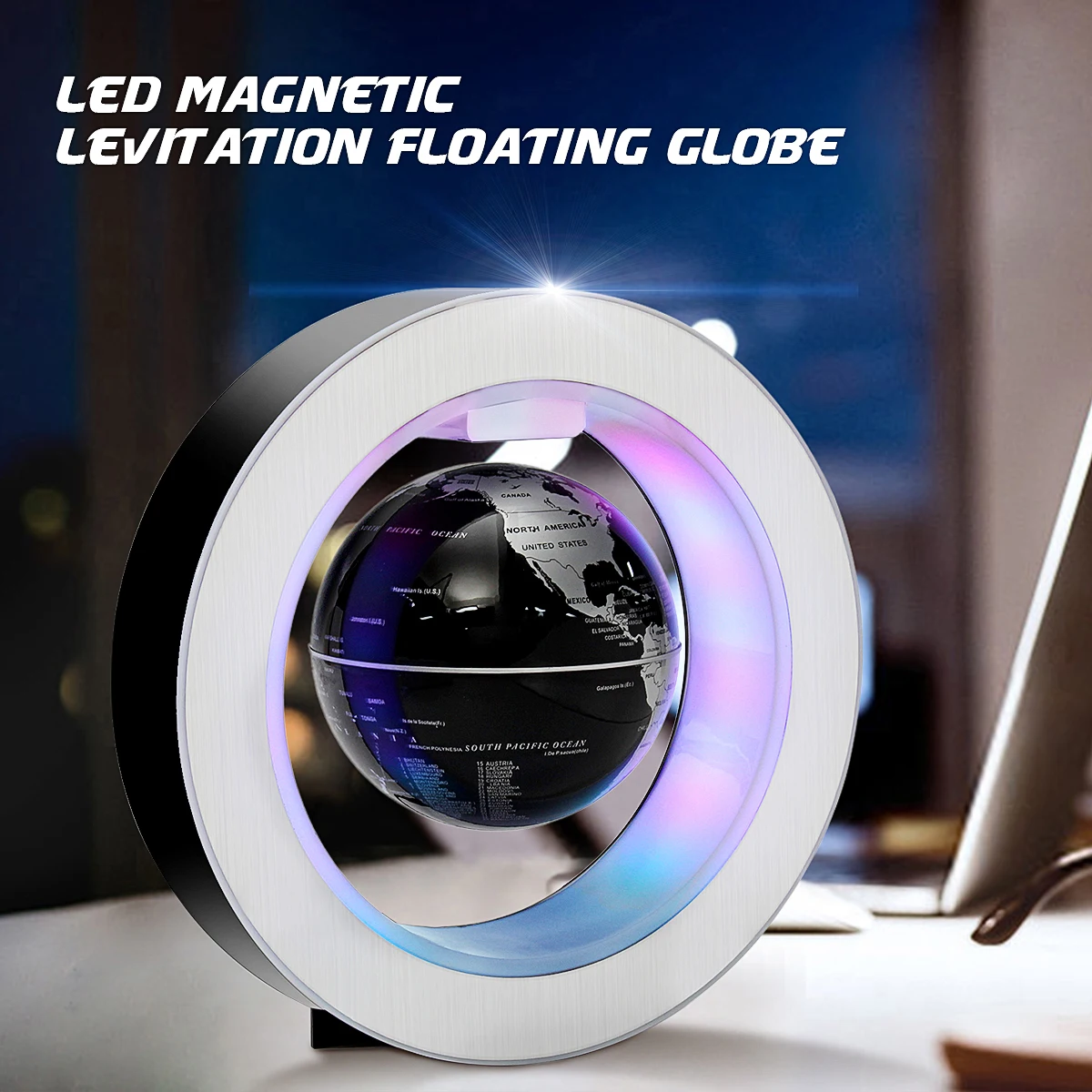 

Geography World Globe Magnetic Floating Globe LED Light Levitating Rotating Tellurion World Map School Office Supply Home Decor