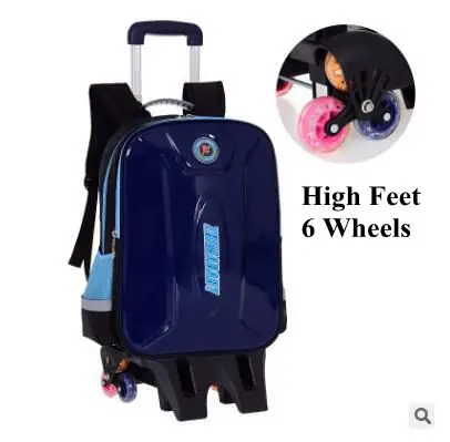 3D рюкзак для детей, рюкзак-тележка для школы для мальчиков, дорожная сумка, школьный рюкзак, сумки, детский рюкзак для школы - Цвет: Dark Blue high 6 whe