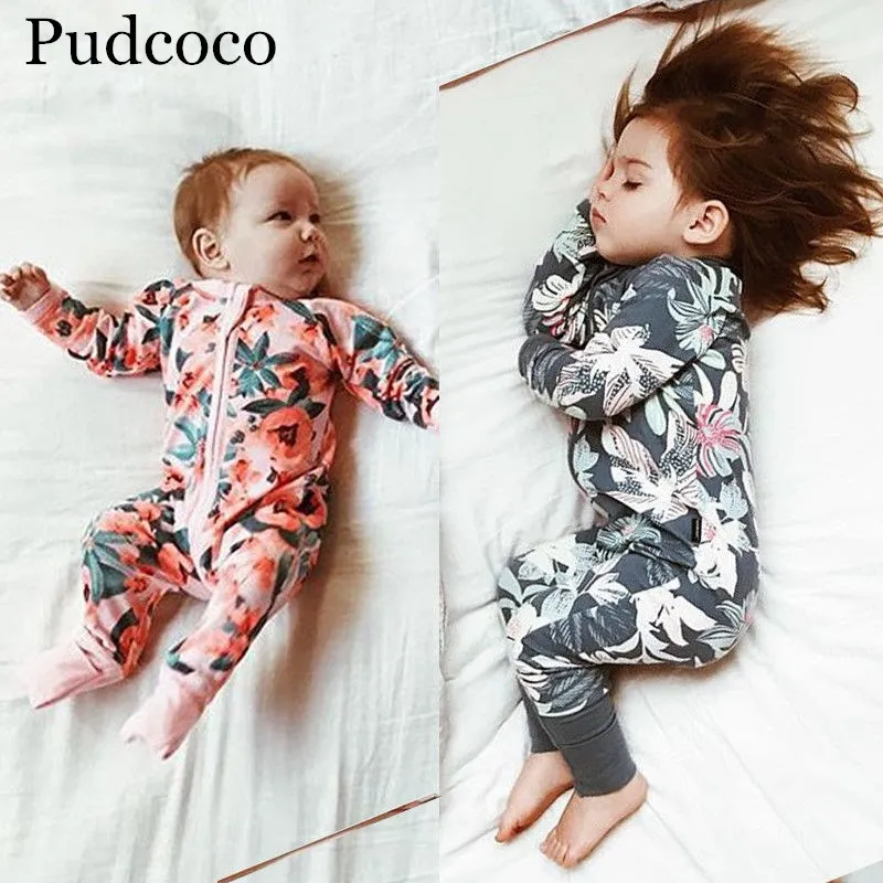 Детский комбинезон для новорожденных девочек Pudcoco с цветочным принтом штаны