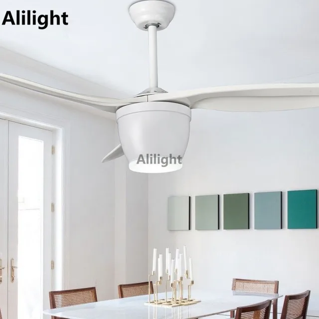 Modern Led White Ceiling Fans With Lights Dining Living Room Bedroom Modern Led White Ceiling Fans With Lights Dining Living Room Bedroom Decor Light Remote Control Ventilador