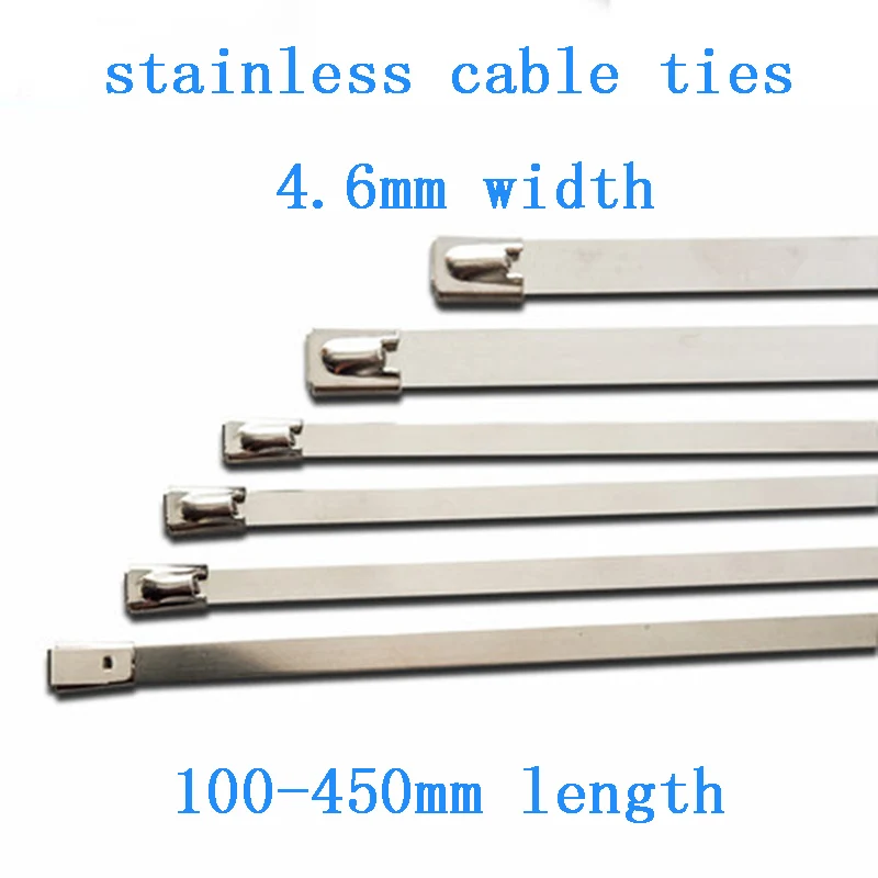 20pcs 4.6mm stainless steel metal cable ties ball lock self-lock tie zip wrap exhaust heat straps induction pipe wire accessory |