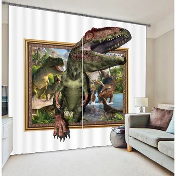 

Jurassic Age Dinosaurs 3D Painting Blackout Curtains Office Bedding Room Living Room Sunshade Window Bedding Custom-made Size