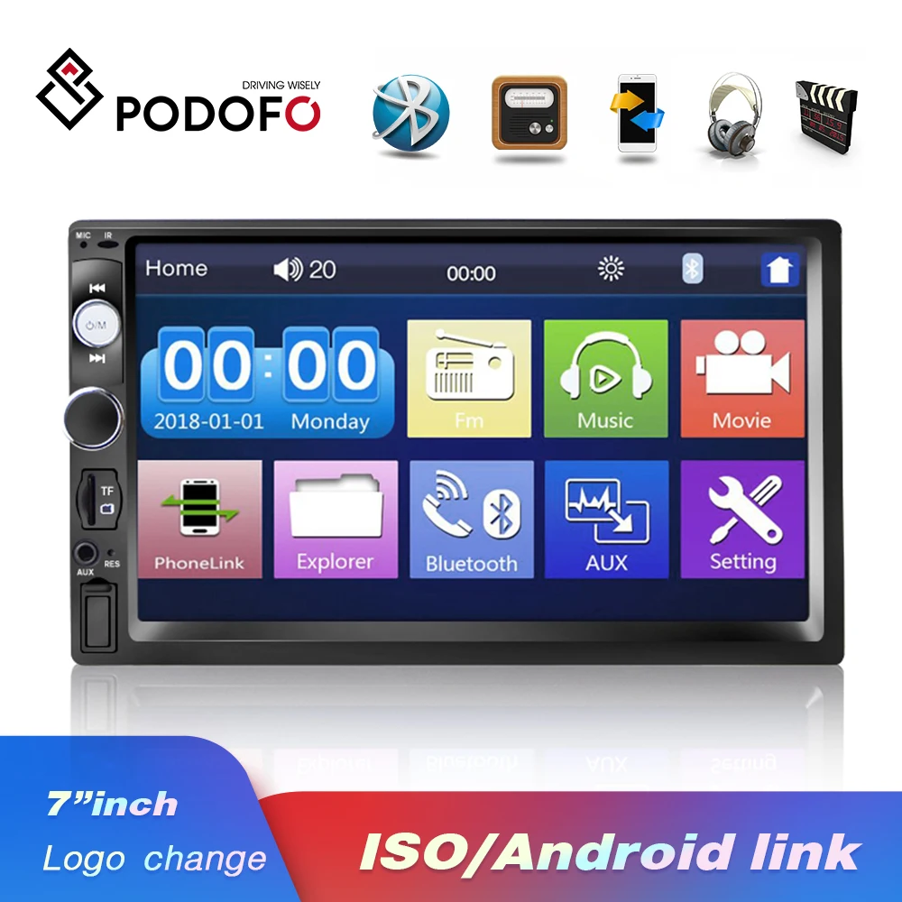 Podofo 2 Din " сенсорный экран Автомагнитола Автомобильный мультимедийный плеер аудио DC-24V Авто MP5 ISO/Android Mirrorlink Универсальный