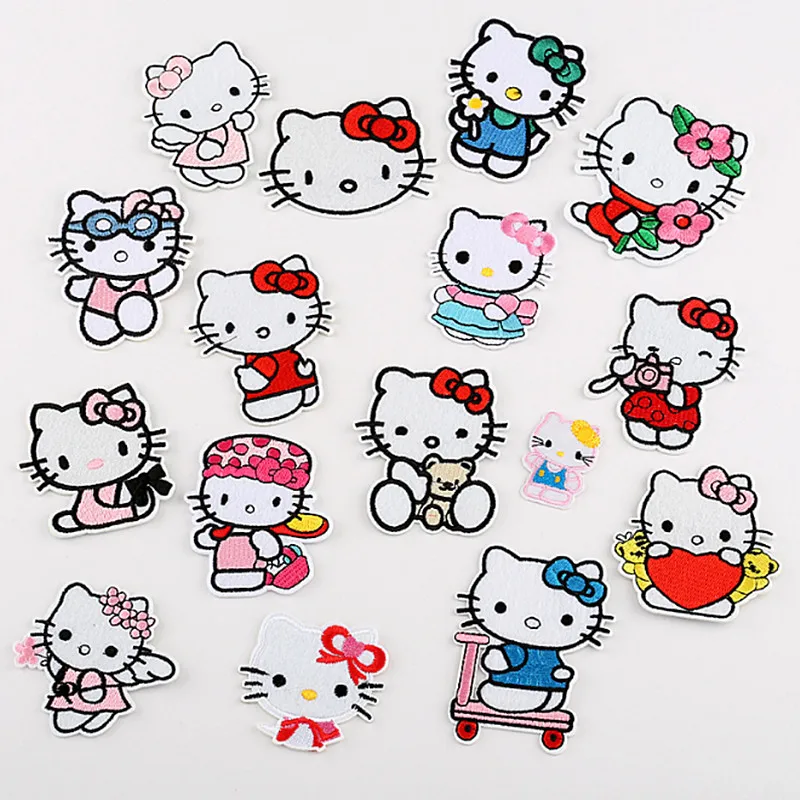 Lovely Hello Kitty Icon Embroidered Badges Iron On Patches For Clothing