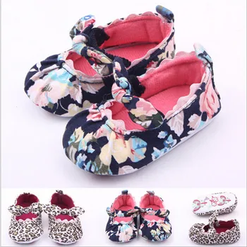 

2015 New Flowers Non-Slip Baby Shoes Toddler Infant Soft Prewalker Shoes Leopard Newborn Girls Princess Shoes