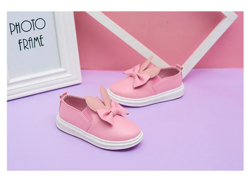 New Casual Children's Shoes Cute Rabbit Breathable Wear-resistant Kids Shoes For Girls White Red Pink Girls Flat Shoes XSKD11 (5)