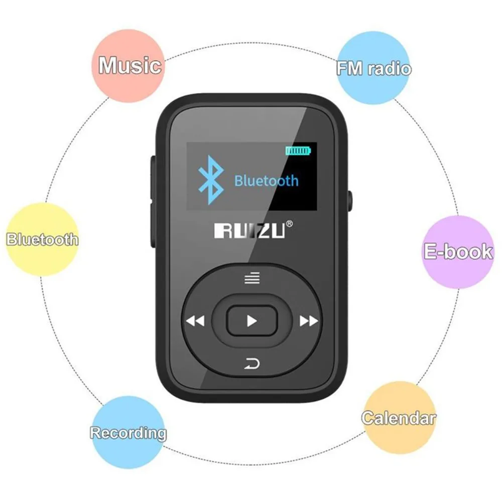 RUIZU X26 MP3 плеер Bluetooth MP3 музыкальный плеер Walkman 64 Гб Micro SD Поддержка WAV WMA WAV APE FLAC TXT воспроизведение запись fm-радио