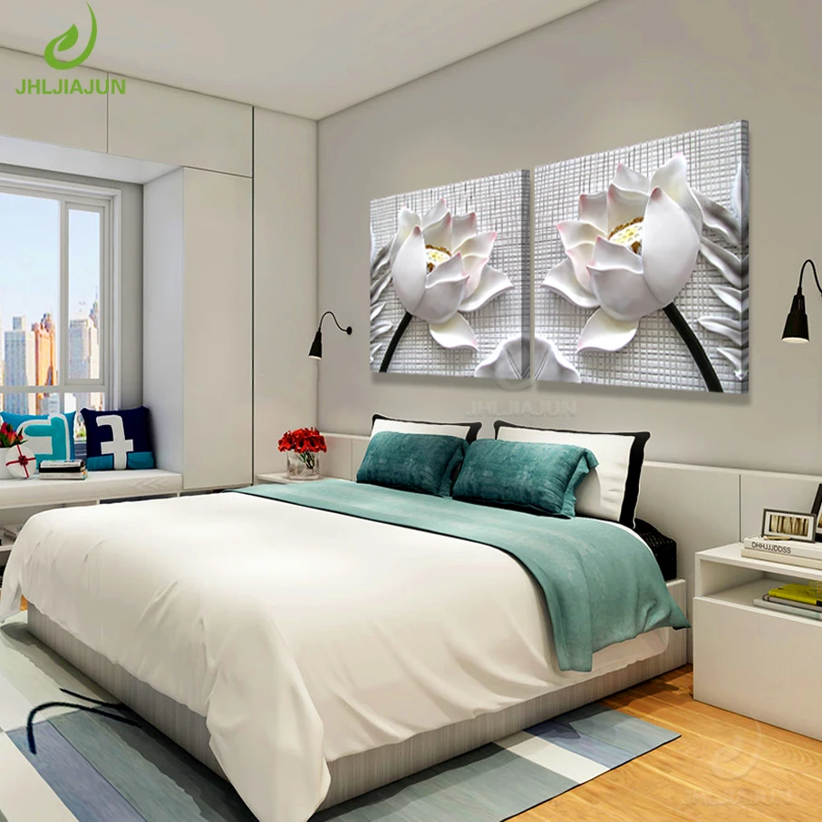 Art Painting Wall Pictures For Living Room 3D Lotus Flower Home Decoration Modular Pictures For Kitchen Art Canvas Print Poster