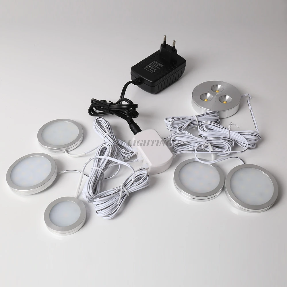

Under Cabinet LED Lighting Puck Lights set Downlight Spotlights 12v 3W bulb lControl Dimmable white Kitchen led closet lighting