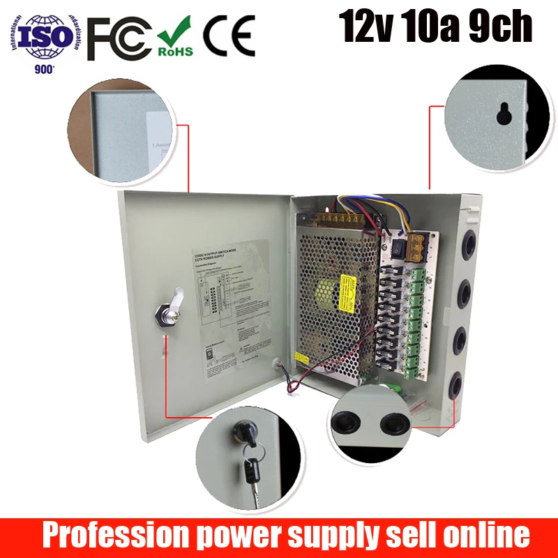 9 каналов DC 12V 10A CCTV камера силовая коробка переключения питания Suply для видео