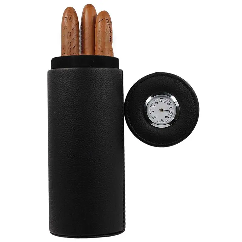 

Household Cigar Moisturizing Jar With Hygrometer Cigar Accessories For Man Portable Leather Cigar Moisturizing Jar