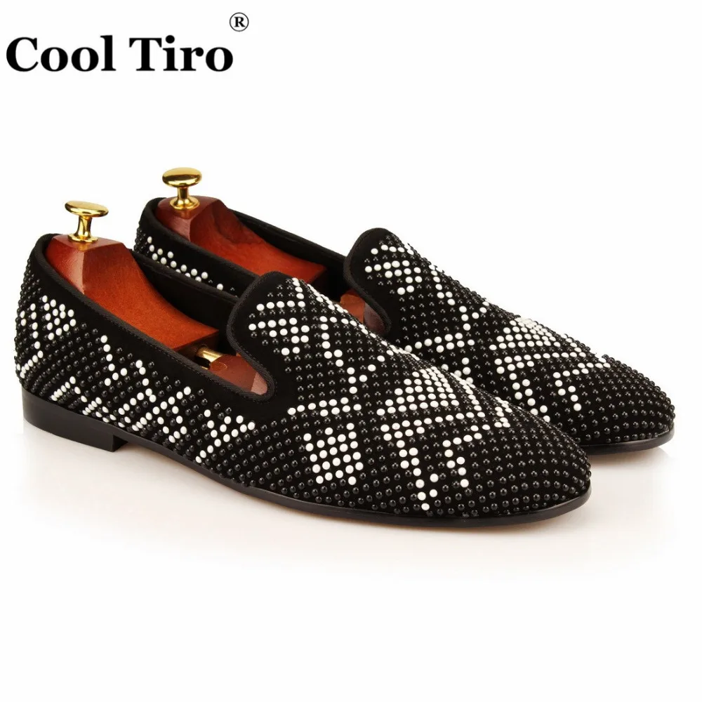 Strass Men Loafers Black Suede Slippers Dress Shoes Men's Flats (1)