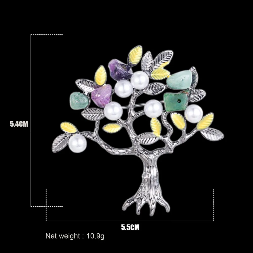 Женская Брошь в виде дерева с бусинами и натуральным камнем|brooches for women|tree broochbrooch