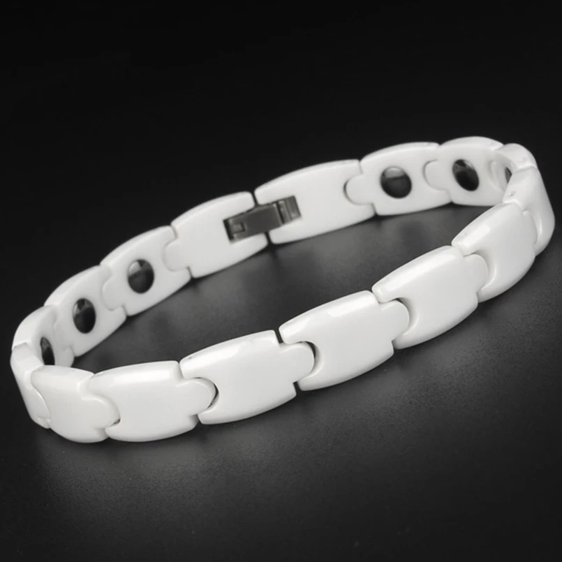 TrustyLan Health Bracelet Men Jewelry Black White Ceramic